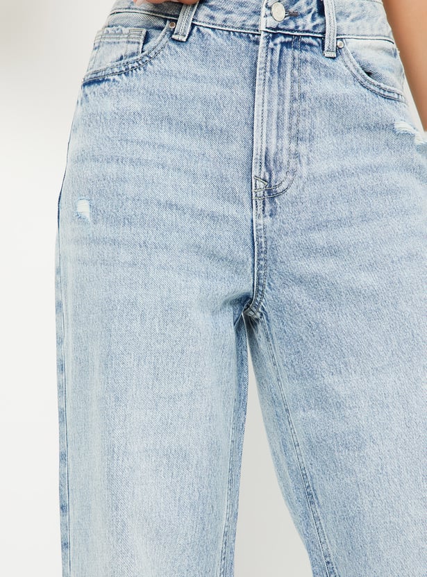 Relaxed Fit Washed Wide Leg Jeans for Women with Soft Comfortable Fabric, Contemporary Casual Design, and Versatile Everyday Wear