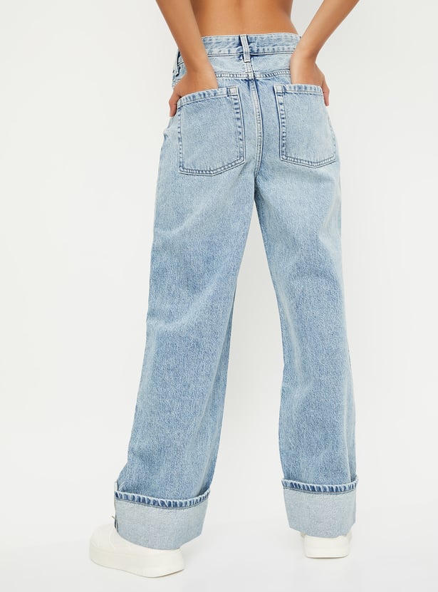 Relaxed Fit Washed Wide Leg Jeans for Women with Soft Comfortable Fabric, Contemporary Casual Design, and Versatile Everyday Wear