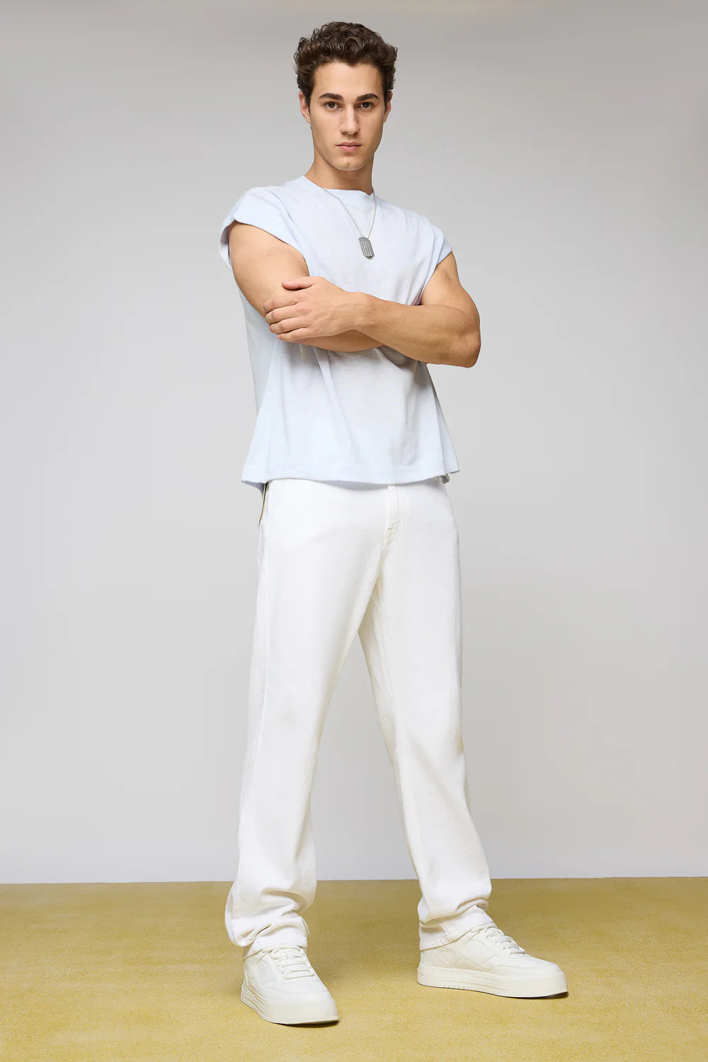 Men’s Casual Urban White Slim Straight Denim Pants