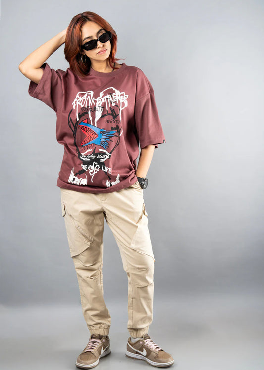 Relaxed Fit Oversized T-shirt with Stylish Puff Printed Design