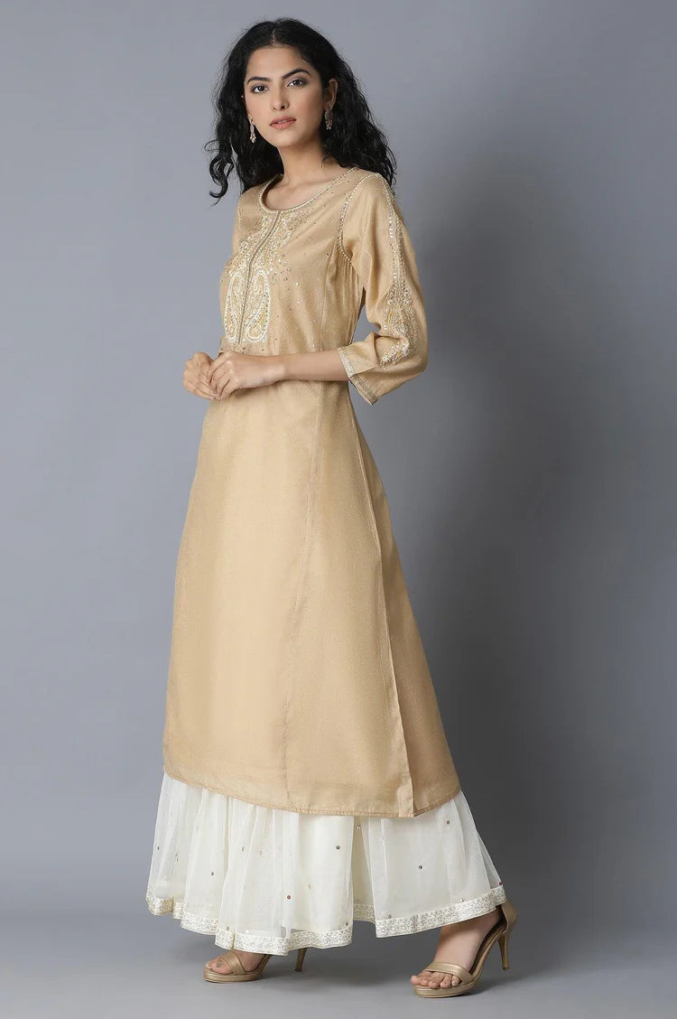 Traditional Chanderi Kurta and Sharara Set for Festive Wear