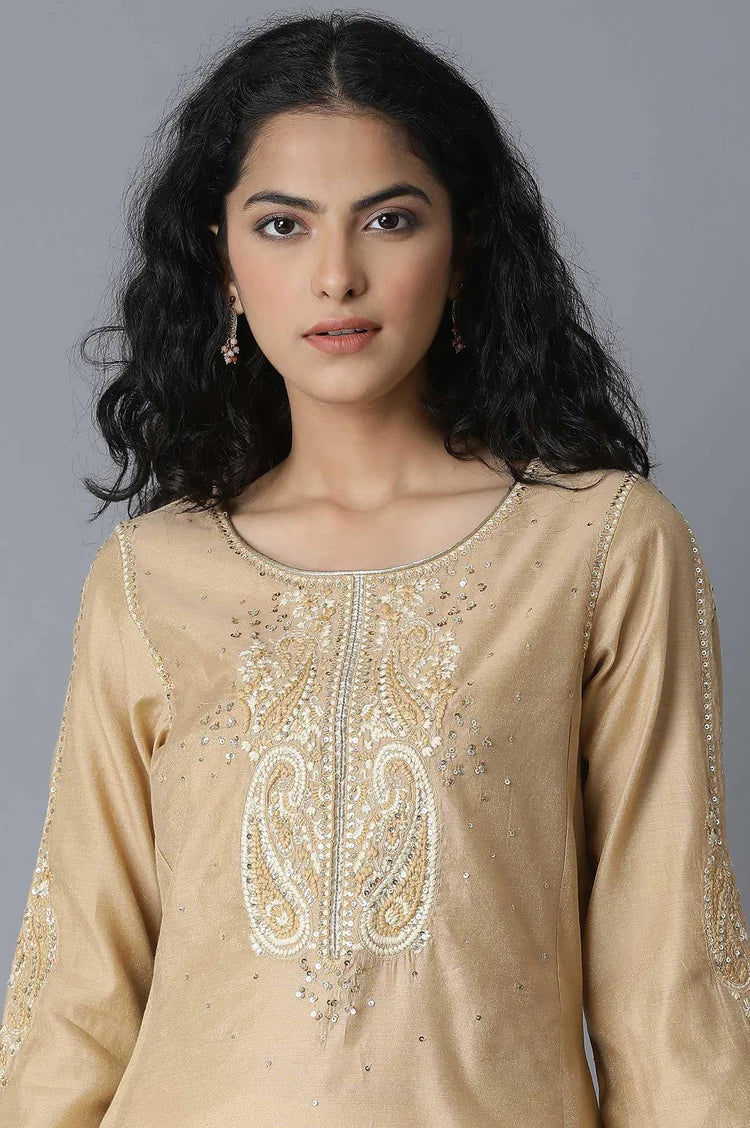 Traditional Chanderi Kurta and Sharara Set for Festive Wear