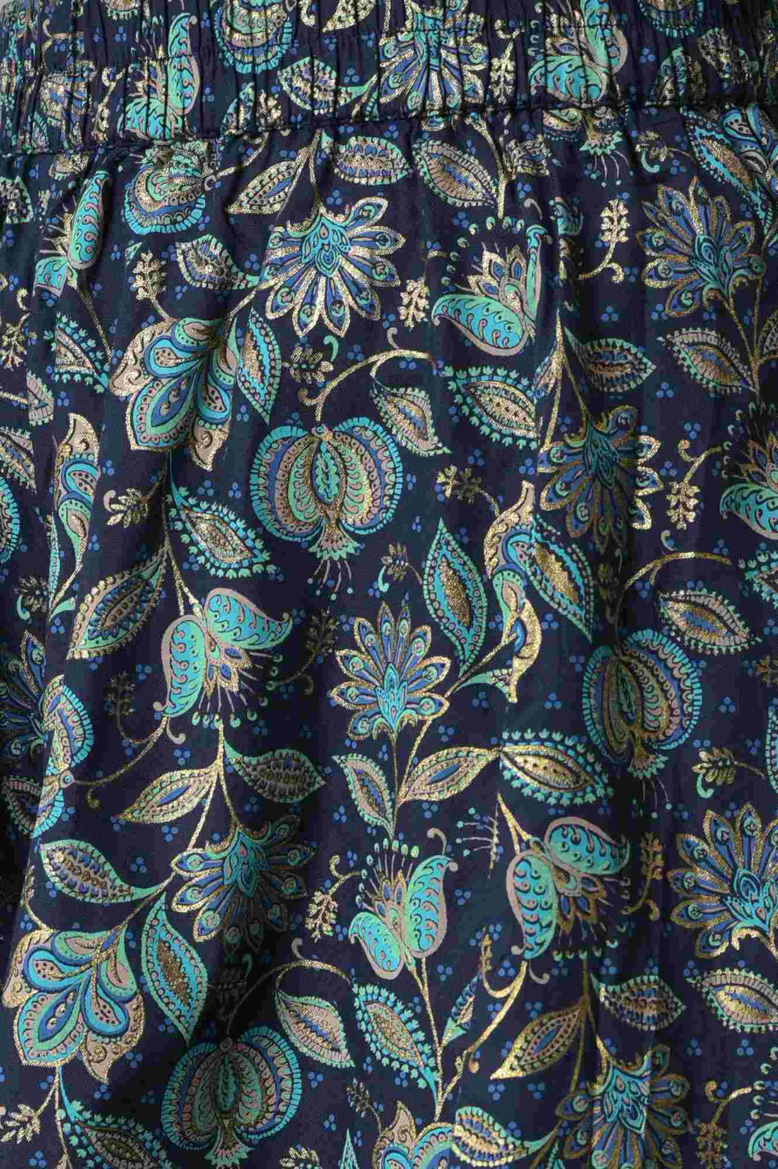 Sophisticated Blue Kurta Featuring Intricate Zari Embroidery and Coordinated Printed Culottes Offering a Modern yet Traditional Ensemble for Weddings and Celebrations