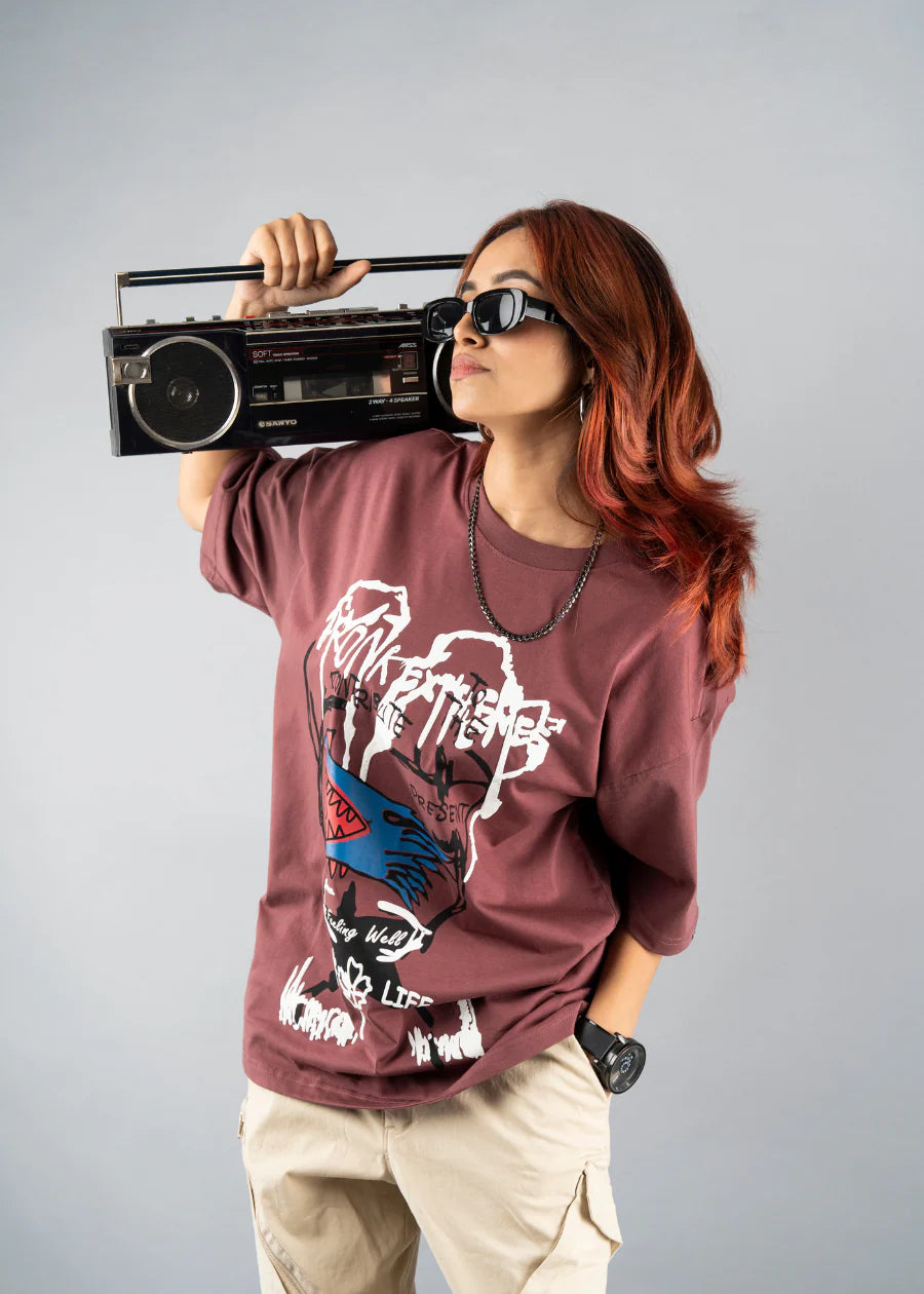 Relaxed Fit Oversized T-shirt with Stylish Puff Printed Design