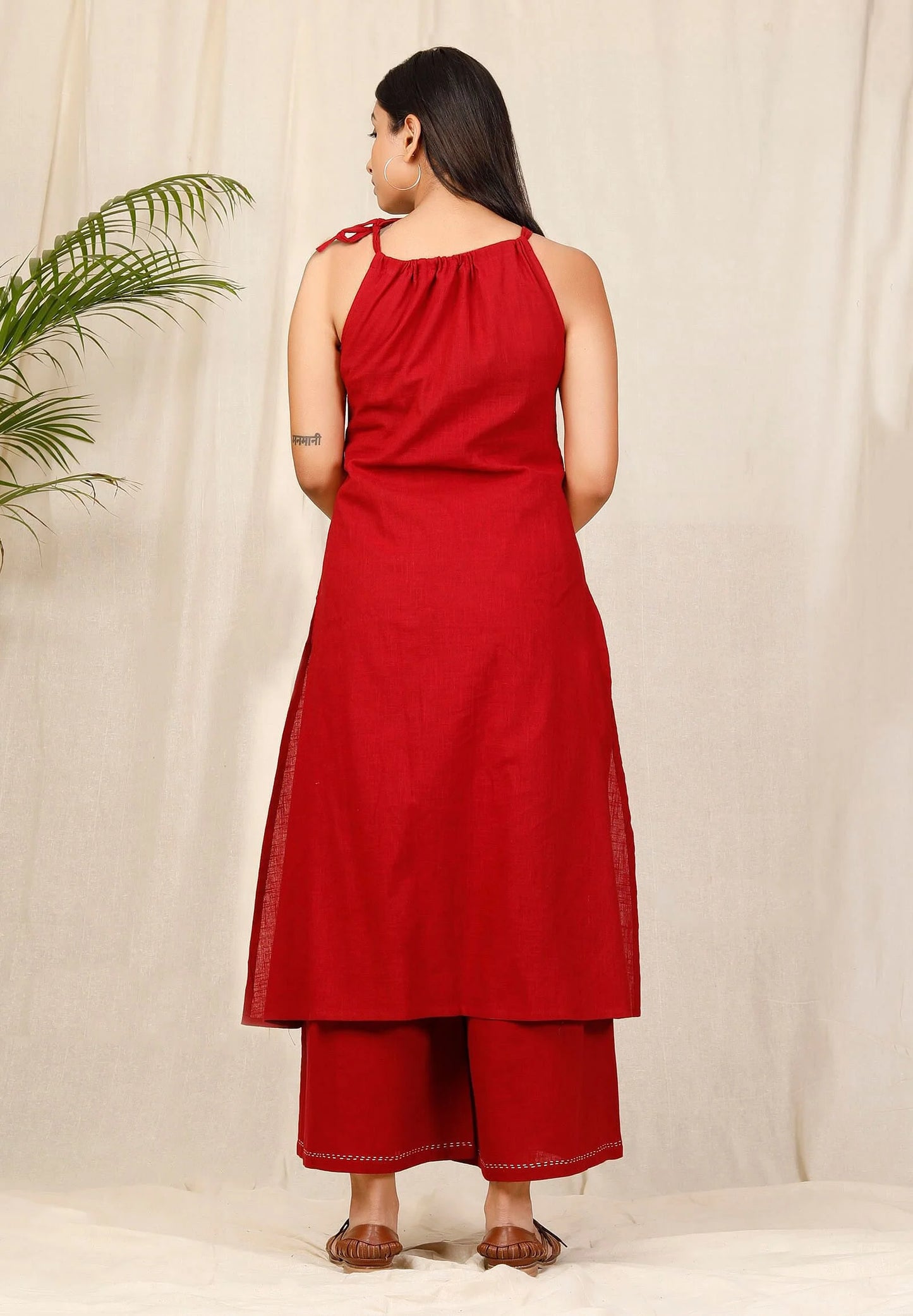 Trendy Sindoori Halter Neck Kurta for Women’s Ethnic Wardrobe