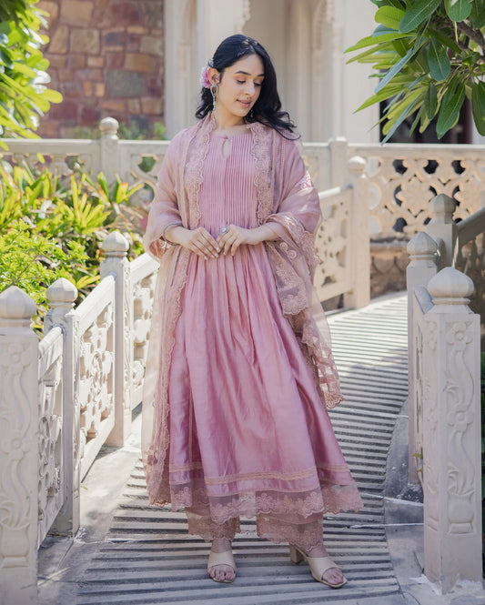Designer Embroidered Chanderi Suit Set for Party and Celebrations