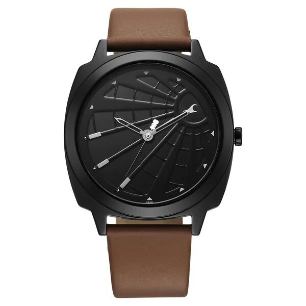 Stylish Men’s Leather Watch Featuring Black Dial and Elegant Design