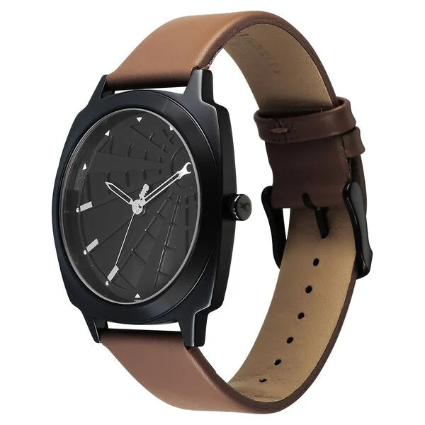Stylish Men’s Leather Watch Featuring Black Dial and Elegant Design