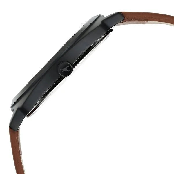 Stylish Men’s Leather Watch Featuring Black Dial and Elegant Design