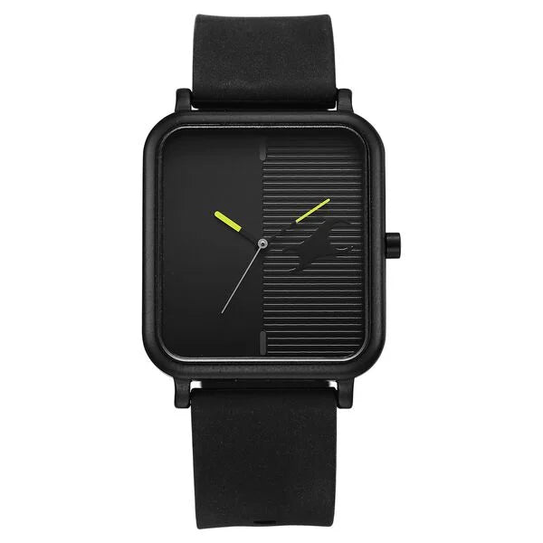 Modern Men’s Black Dial Watch with Durable Silicone Strap