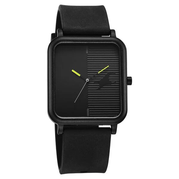 Modern Men’s Black Dial Watch with Durable Silicone Strap