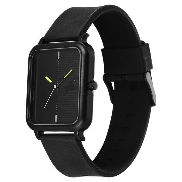 Modern Men’s Black Dial Watch with Durable Silicone Strap