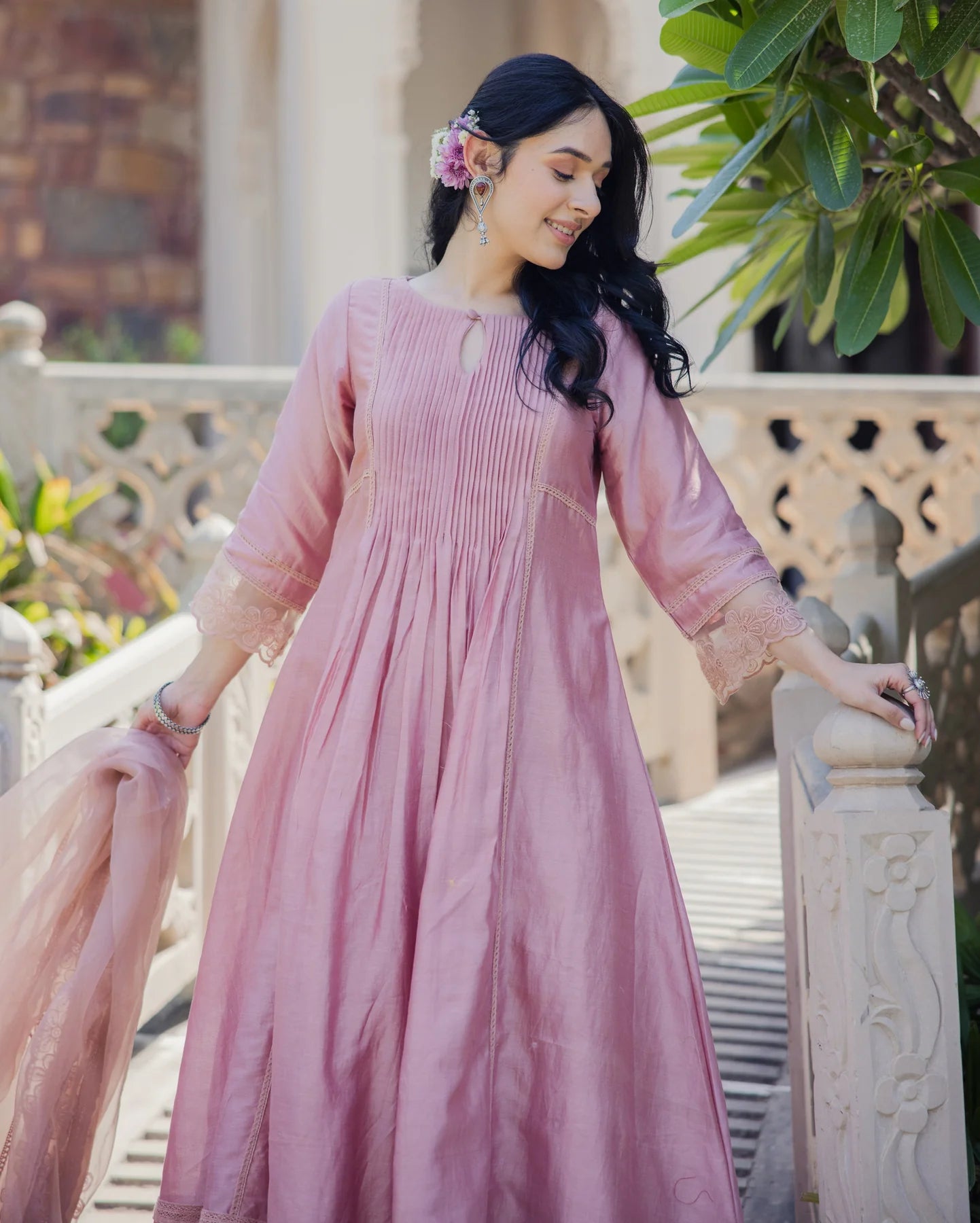 Designer Embroidered Chanderi Suit Set for Party and Celebrations