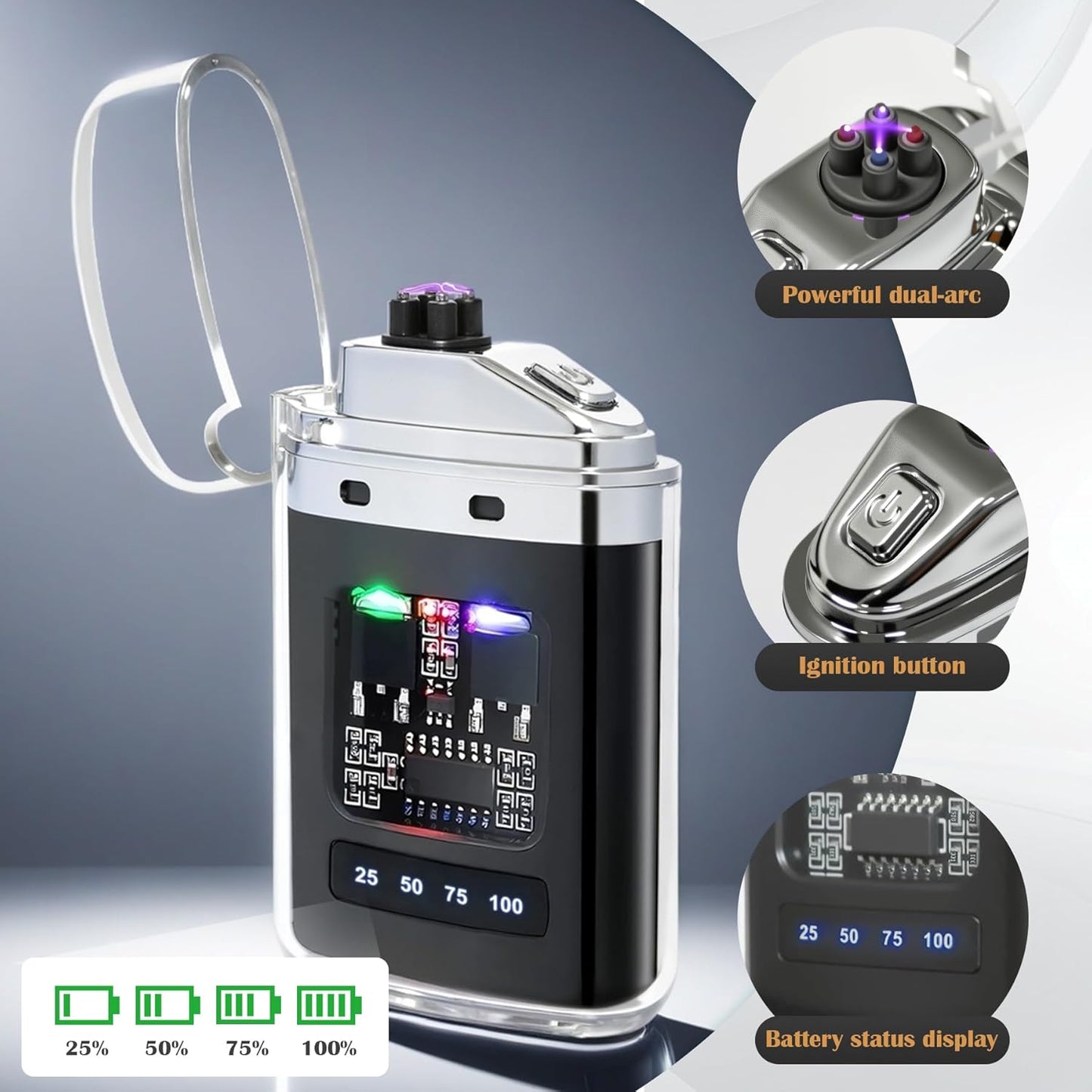 USB Rechargeable Electric Lighter with Windproof Plasma Flame for Hiking Camping and Emergency Gear