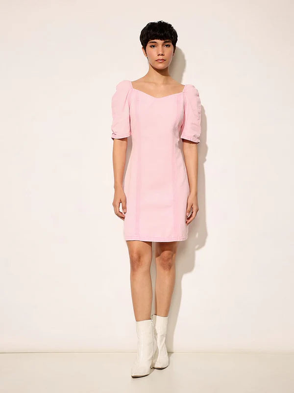 Chic Pink Denim Bodycon Dress Featuring Figure-Hugging Fit, Sleek Design, and Trendy Appeal for Casual Wear and Party Looks
