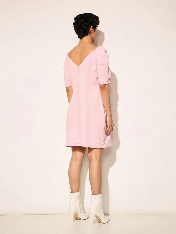Chic Pink Denim Bodycon Dress Featuring Figure-Hugging Fit, Sleek Design, and Trendy Appeal for Casual Wear and Party Looks