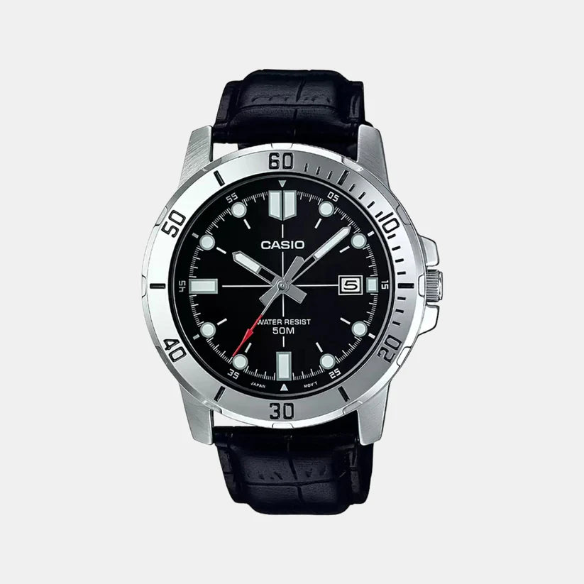 Sophisticated Men’s Analog Leather Wristwatch for Everyday Wear
