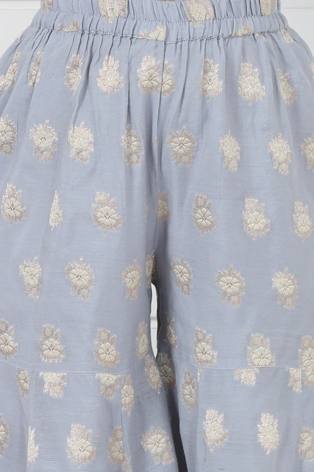 Rose Abstract Lace Jacquard Printed A-Line Kurta with Flared Sharara and Graceful Dupatta for Elegant Ethnic and Festive Wear