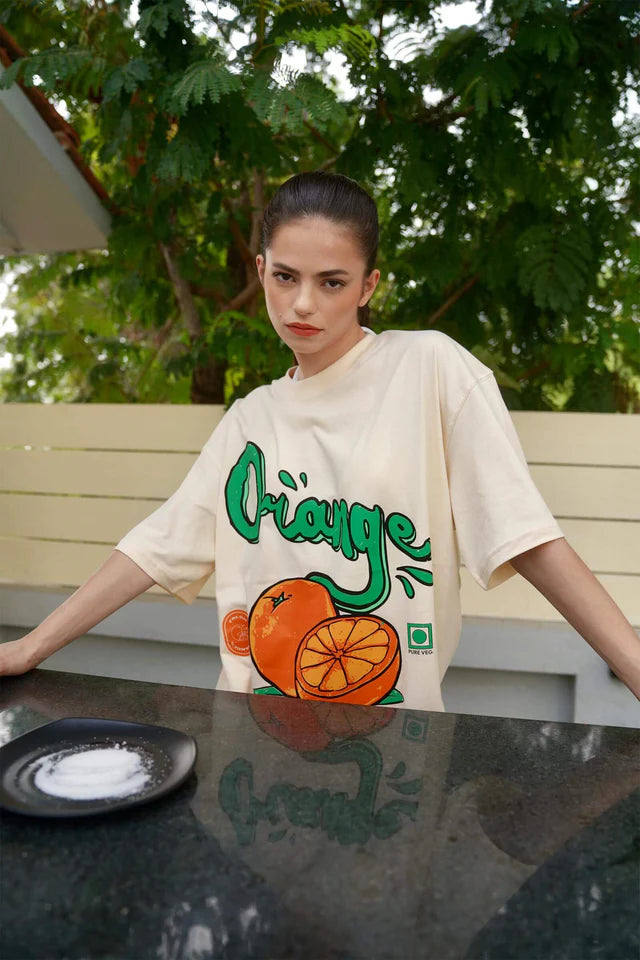 Vibrant Women’s Orange T-shirt with Comfortable Oversized Style