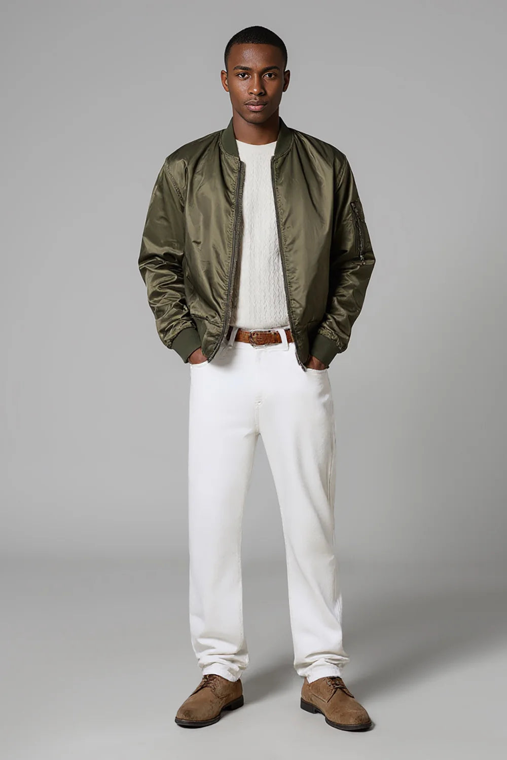 Men’s Casual Urban White Slim Straight Denim Pants