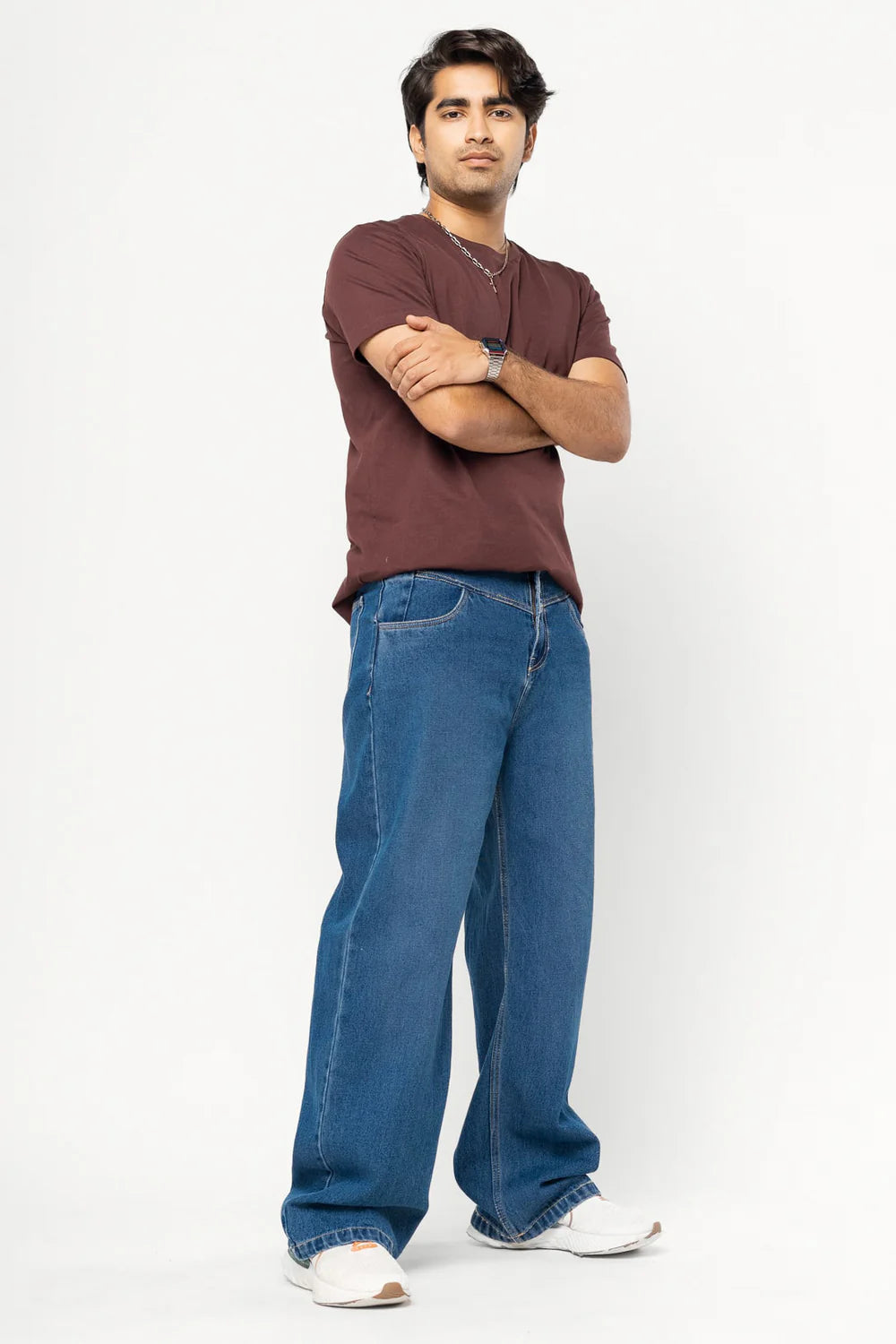 Men’s Casual Blue Fish Cut Straight Cut Jeans