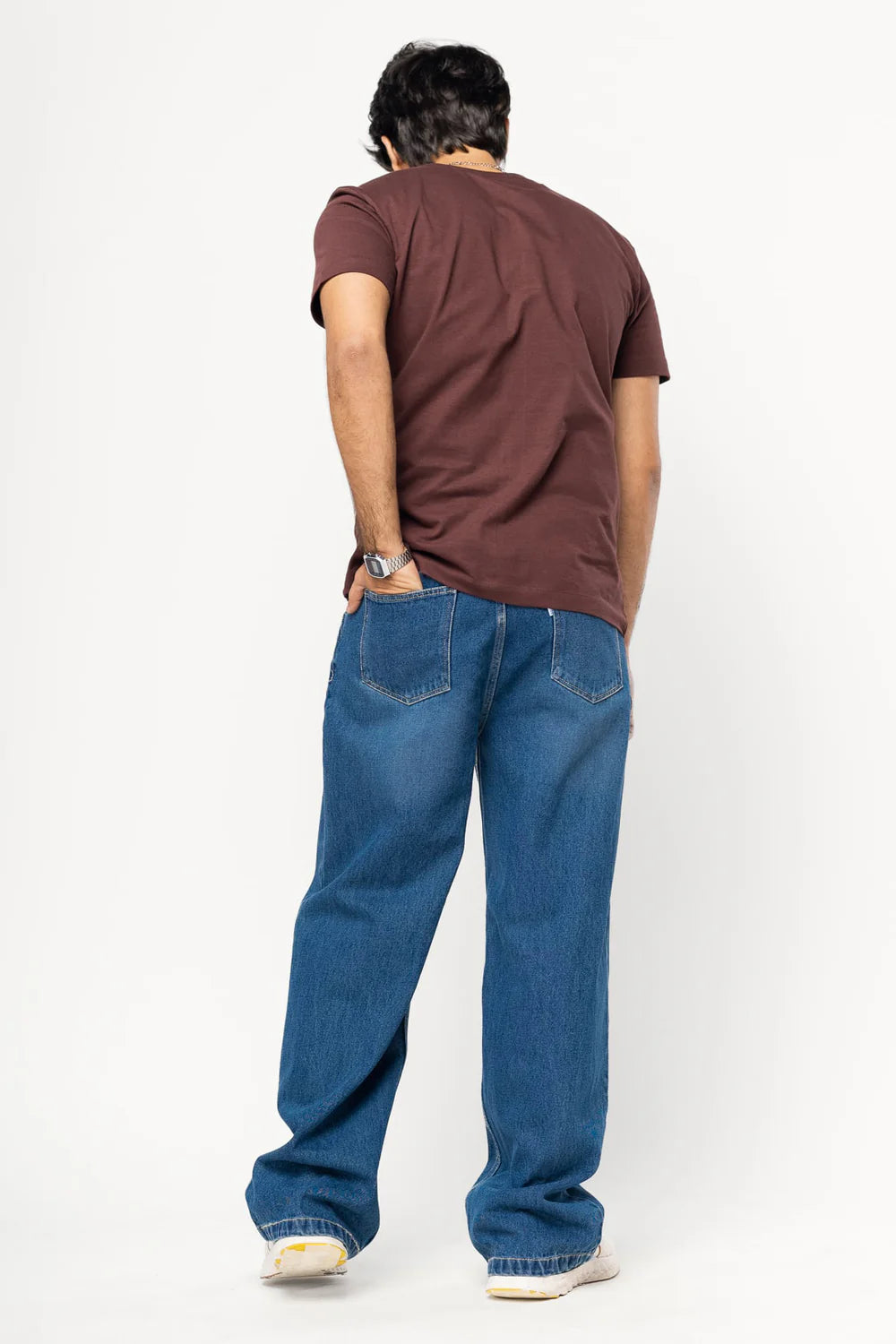 Men’s Casual Blue Fish Cut Straight Cut Jeans