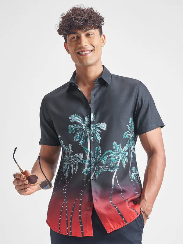 Black Oversized Printed Shirt for Men – Casual Fit