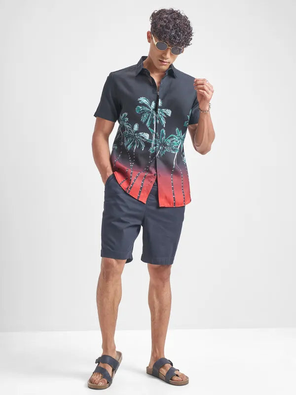 Black Oversized Printed Shirt for Men – Casual Fit