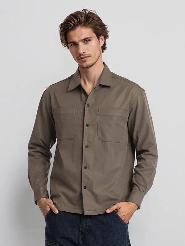 Men Green Solid Oversized Fit Casual Shirt