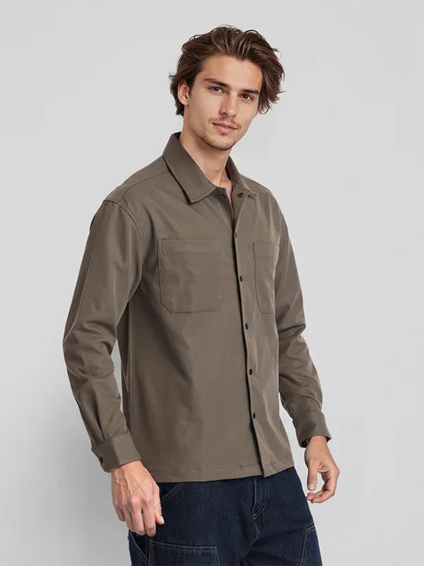 Men Green Solid Oversized Fit Casual Shirt