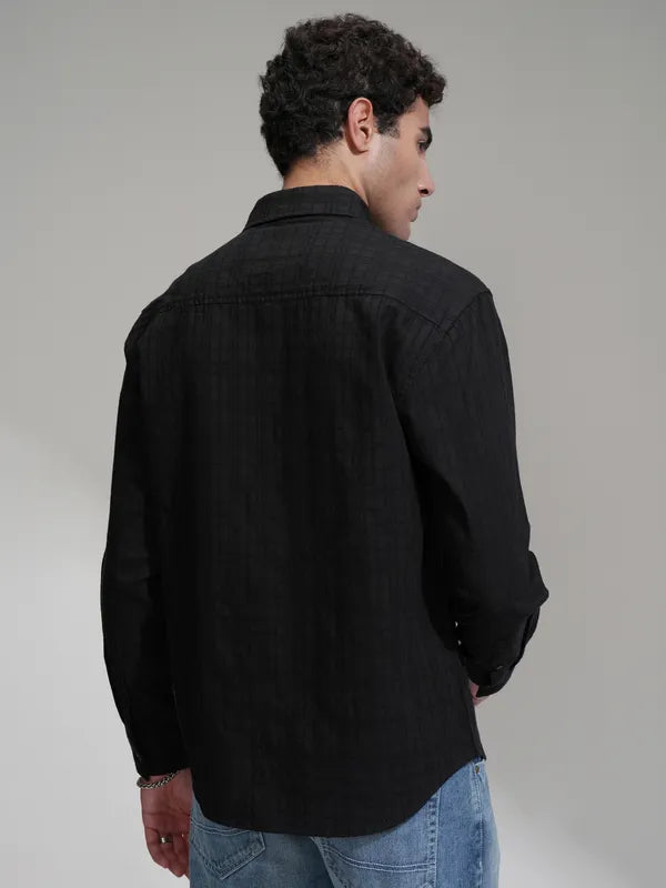 Men Black Checked Relaxed Fit Casual Shirt