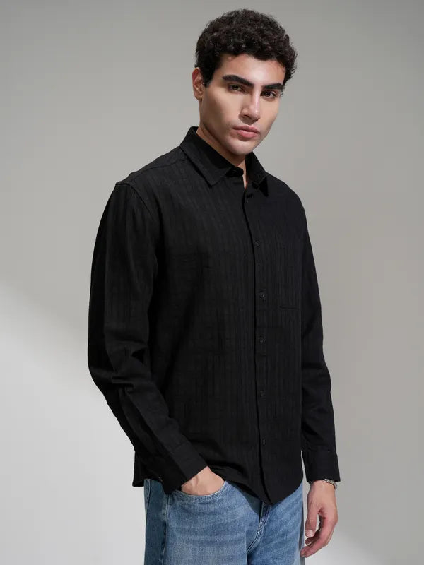 Men Black Checked Relaxed Fit Casual Shirt