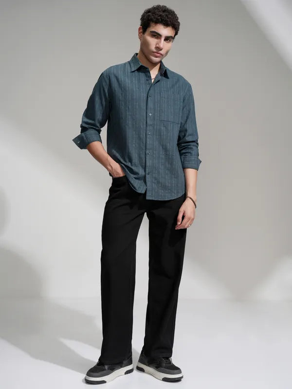 Men’s Blue Checked Comfortable Fit Casual Shirt