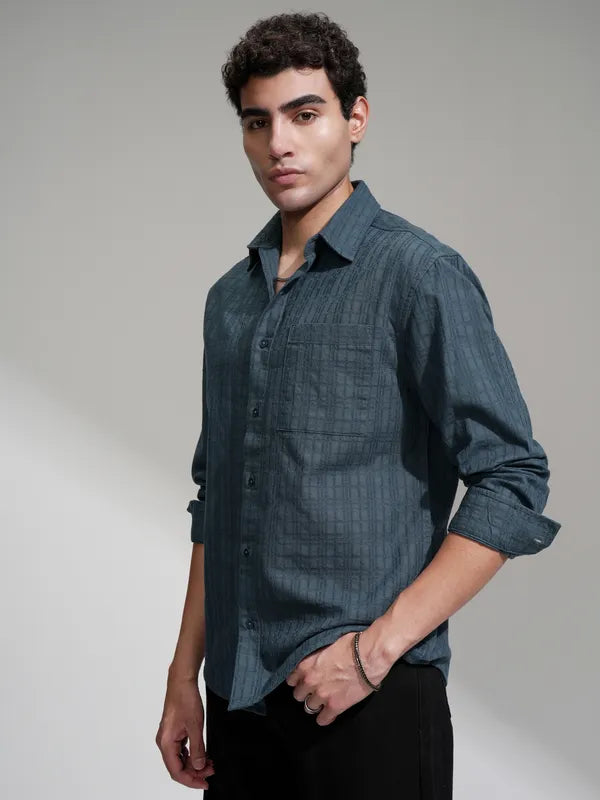 Men’s Blue Checked Comfortable Fit Casual Shirt