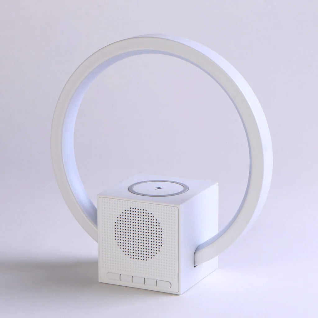 Wireless Charging Aura LED Lamp with High-Quality Speaker for Desk, Bedroom, and Living Room