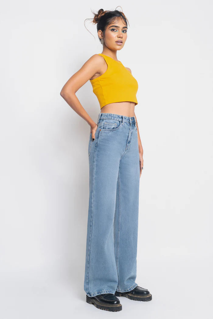Soft and Comfortable Belle Blue Straight Jeans for Women Featuring Classic Design, Durable Material, and Versatile Everyday Wear
