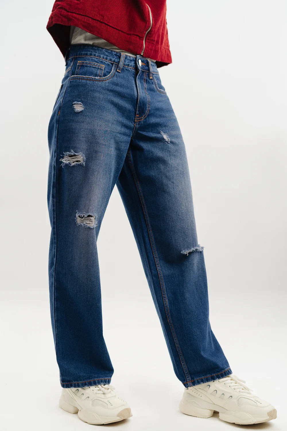 Sapphire Blue Straight Leg Jeans for Men