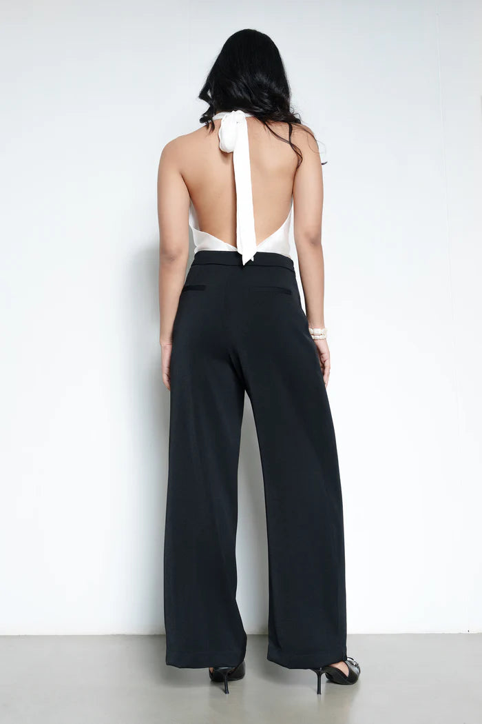 Women’s Basic Black Pareo Straight Pants Featuring Korean-Inspired Design, Comfortable Relaxed Fit, and Minimalist Everyday Chic Style