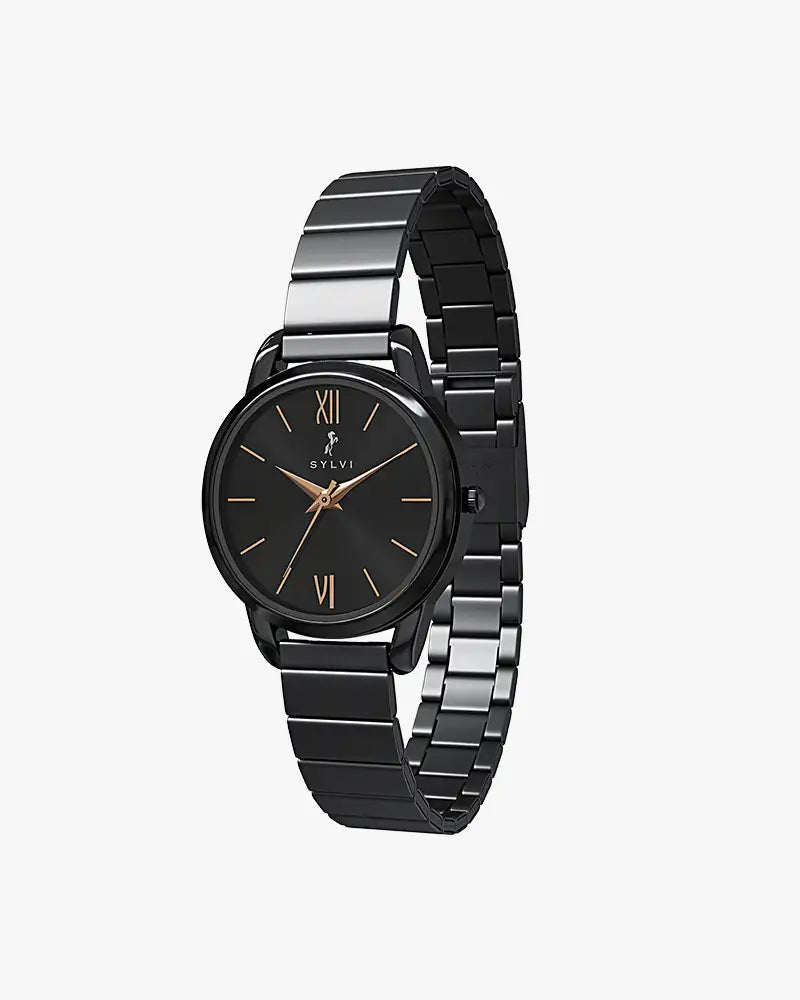 Chic Deep Black Women’s Watch with Minimalist Detailing