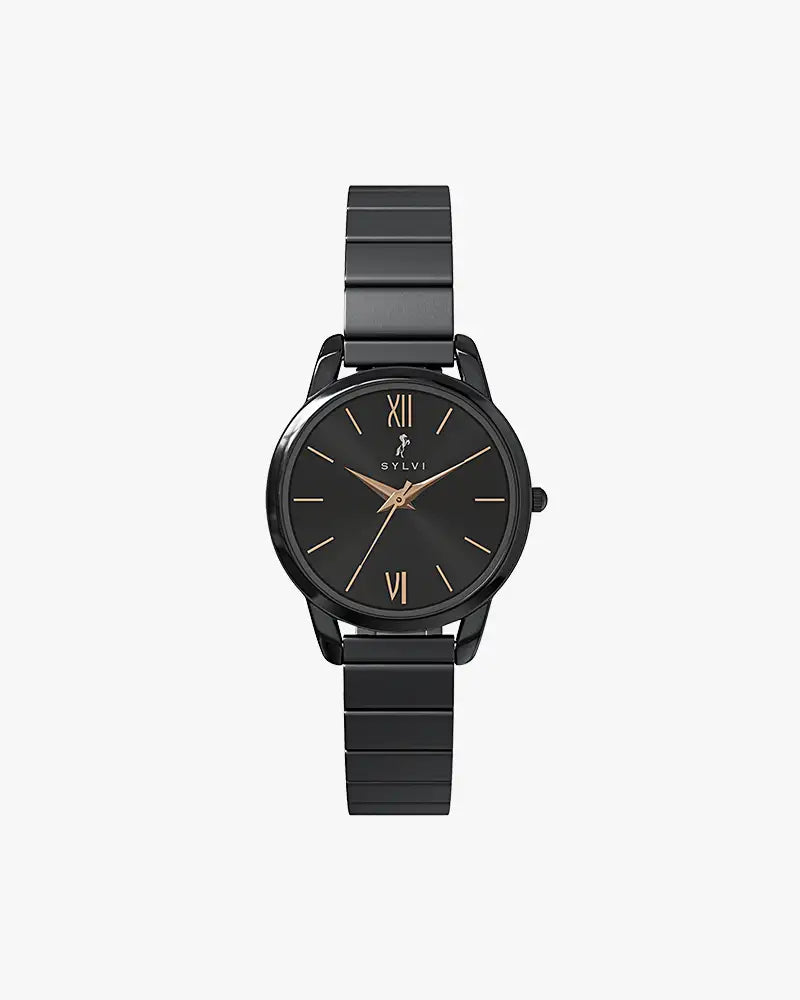 Chic Deep Black Women’s Watch with Minimalist Detailing