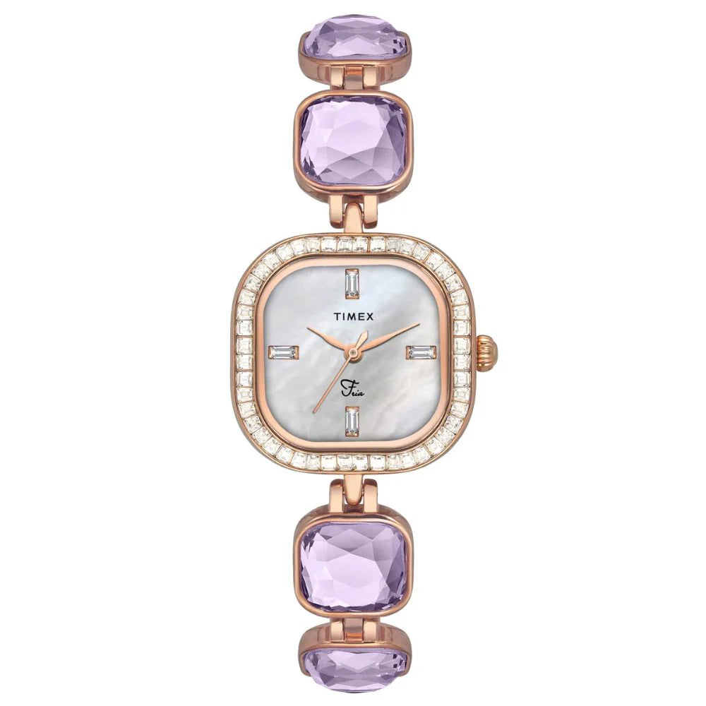 Refined Women’s Off White Square Analog Wristwatch