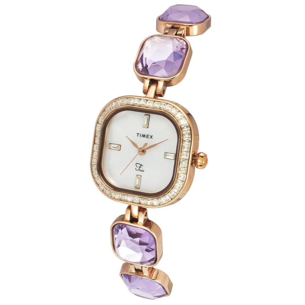 Refined Women’s Off White Square Analog Wristwatch