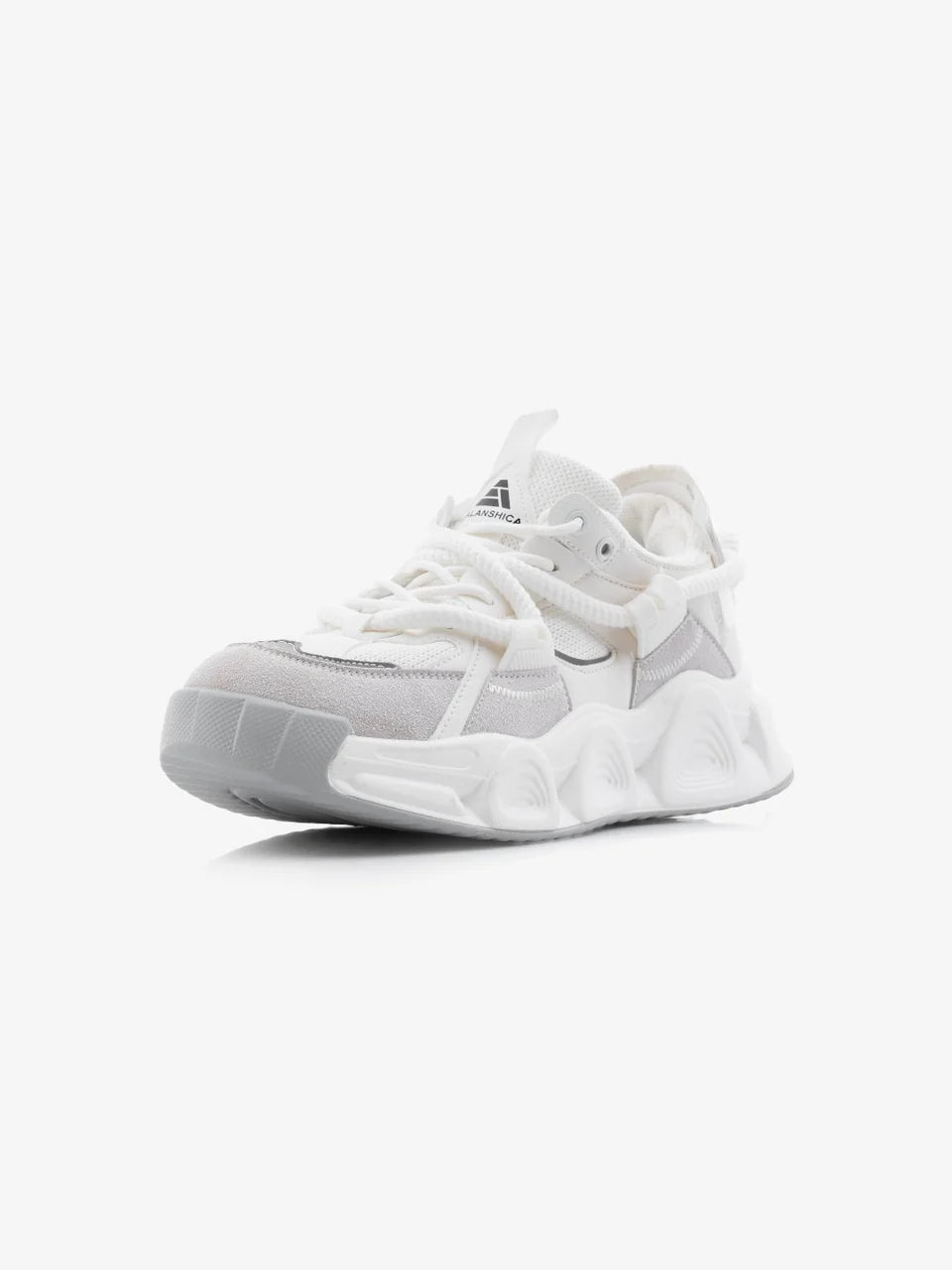 Leaf White High Heel Unisex Chunky Sole Sneakers