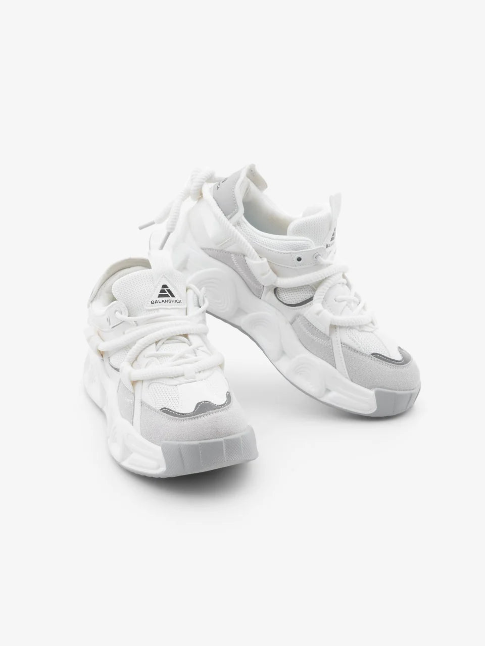 Leaf White High Heel Unisex Chunky Sole Sneakers