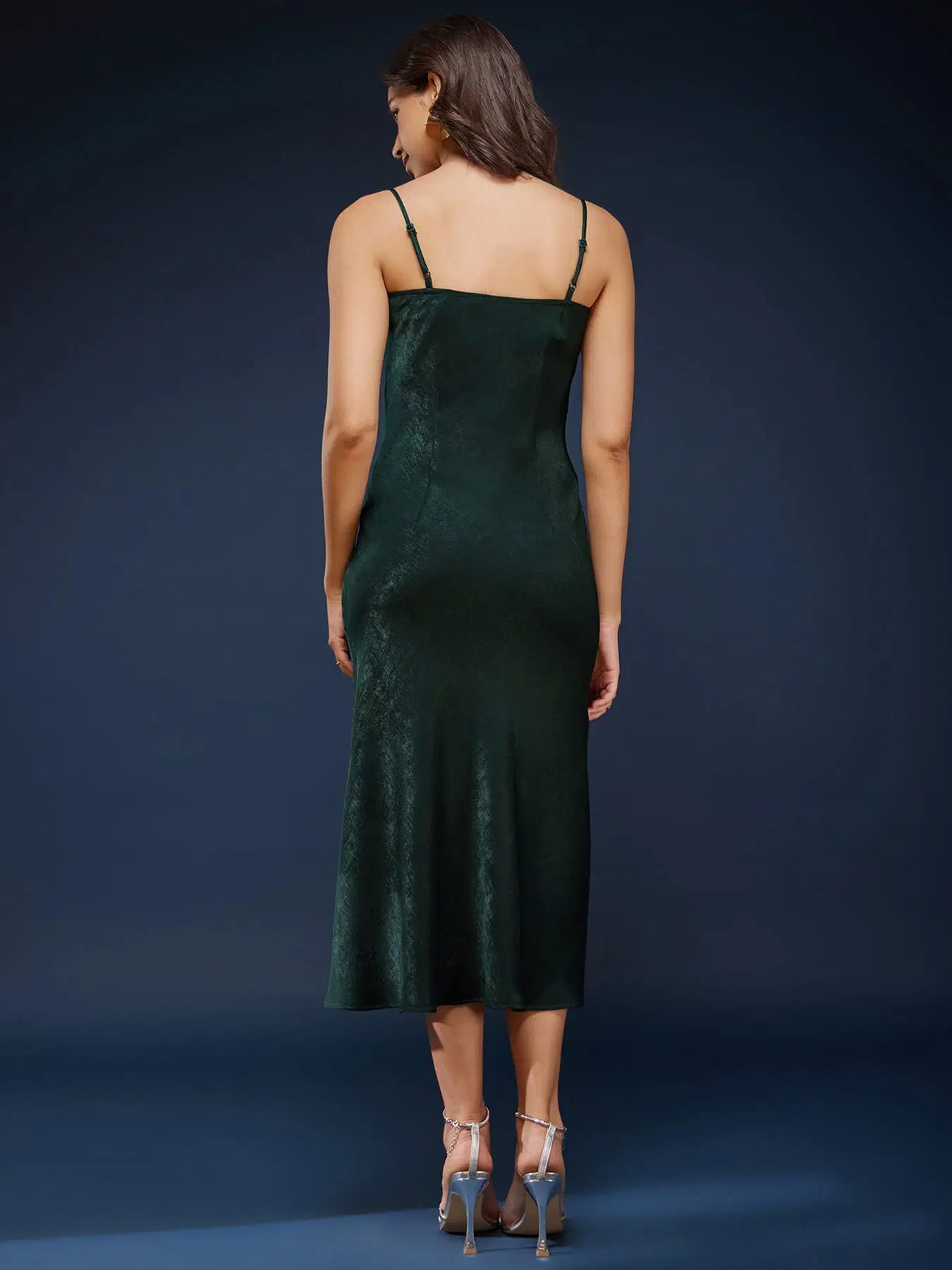Chic Satin Cowl Neck Slip Dress in Olive Featuring Sleek Finish, Flattering Drape, and Contemporary Design Perfect for Parties and Celebrations