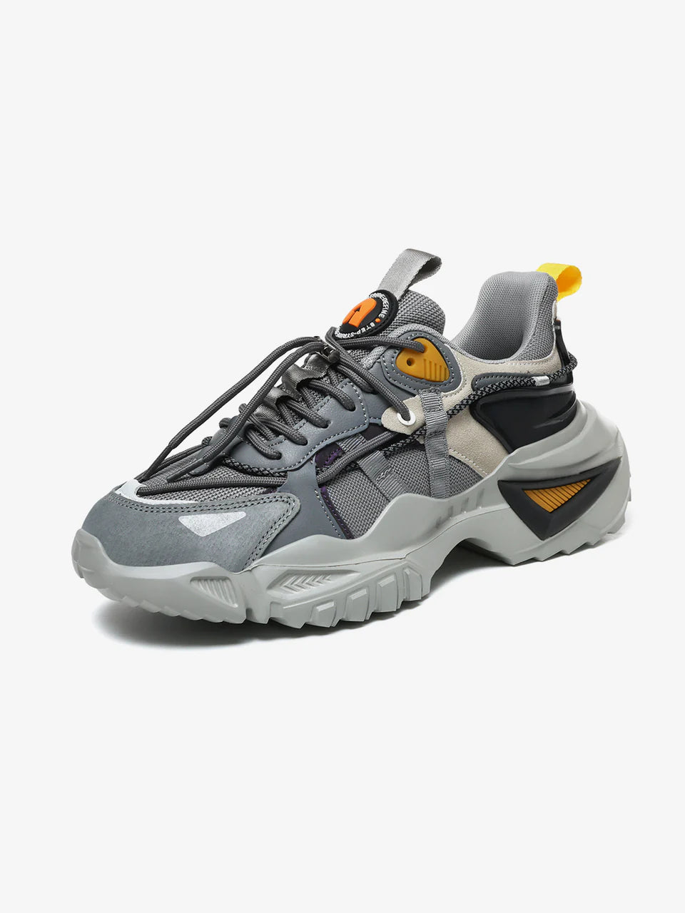 Stylish Grey Funky Designer Low Top Sneakers with High Heel