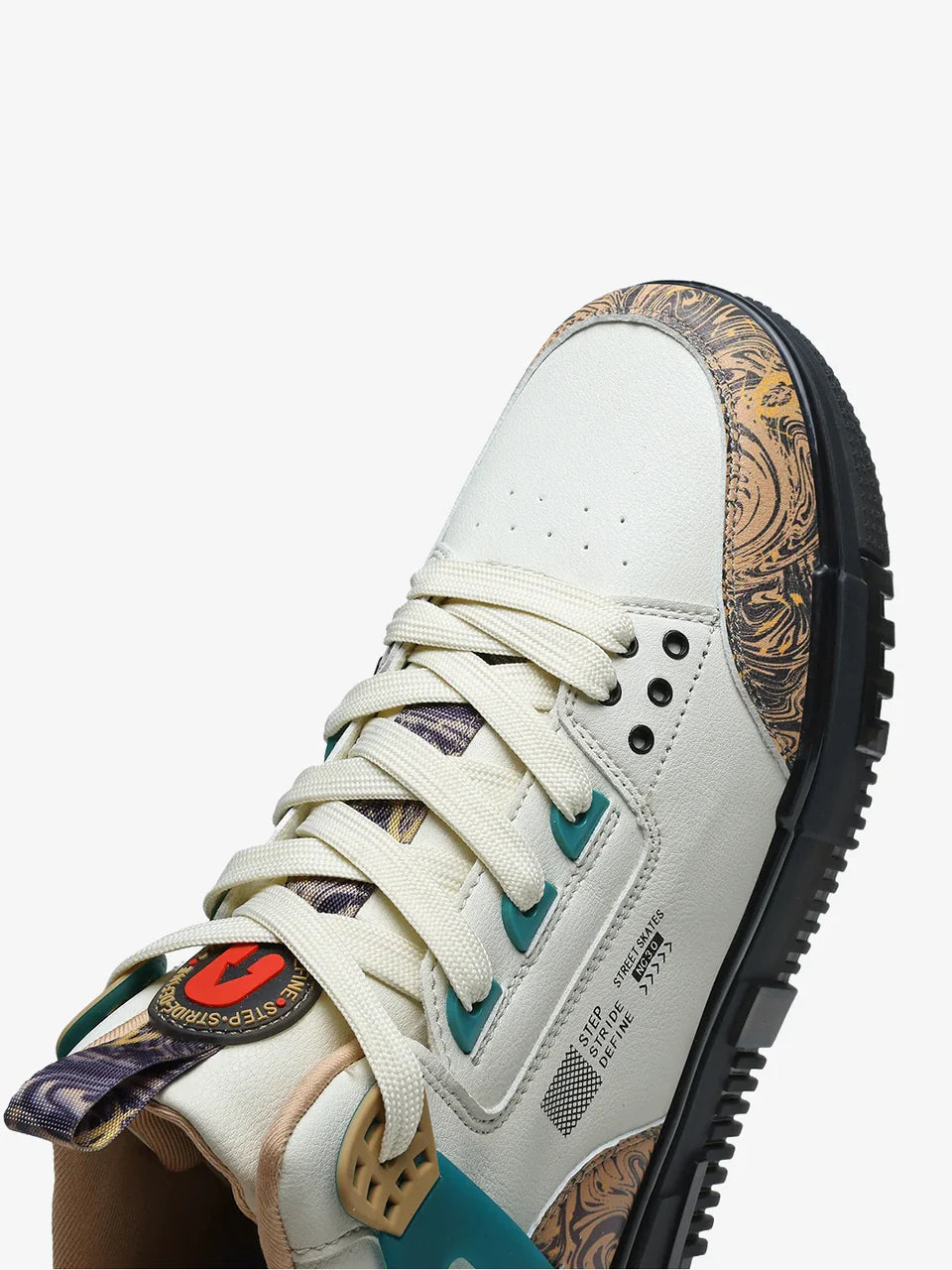 Beige Mid Top Premium Flat Sole Sneakers For Men