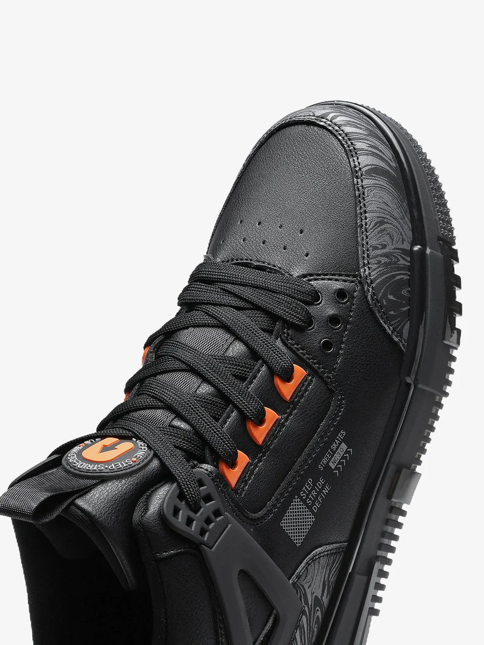 Shadow Black Mid Top Premium Flat Sole Sneakers