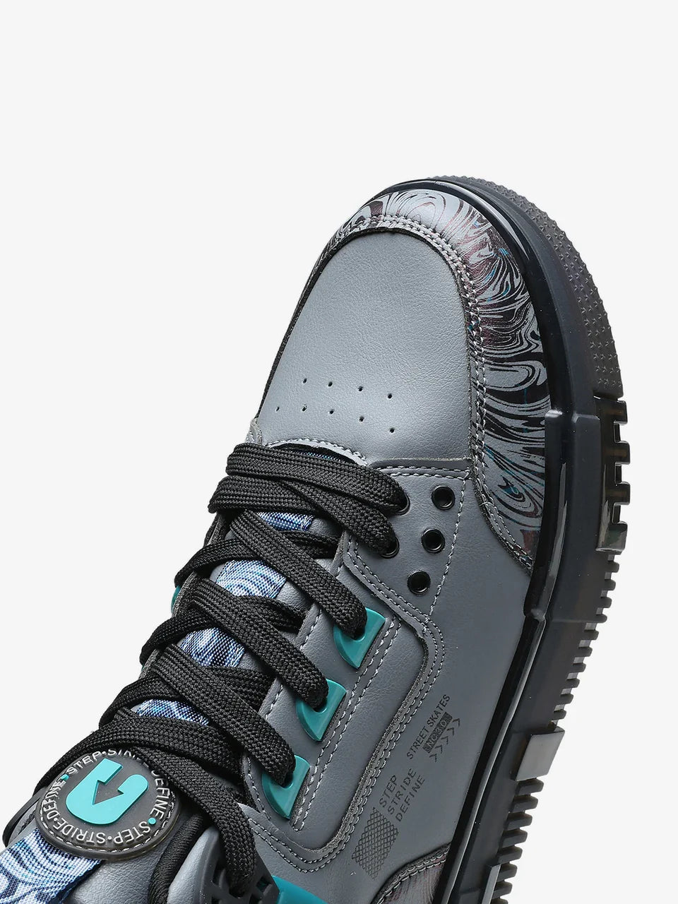 Grey Mid Top Premium Flat Sole Sneakers For Men