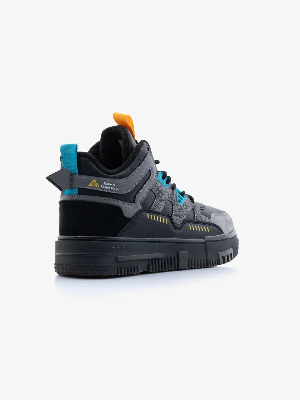 Black Mid Top Premium Flat Sole Sneakers